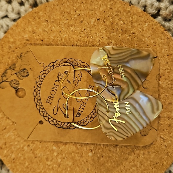 Guitar Pick hoop earrings - Picture 2 of 2